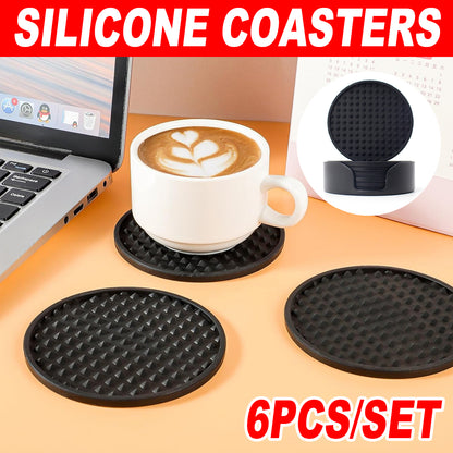 6pcs Silicone Coaster Non-slip Heat Resistant Table Mats Tea Cup Drink Holder
