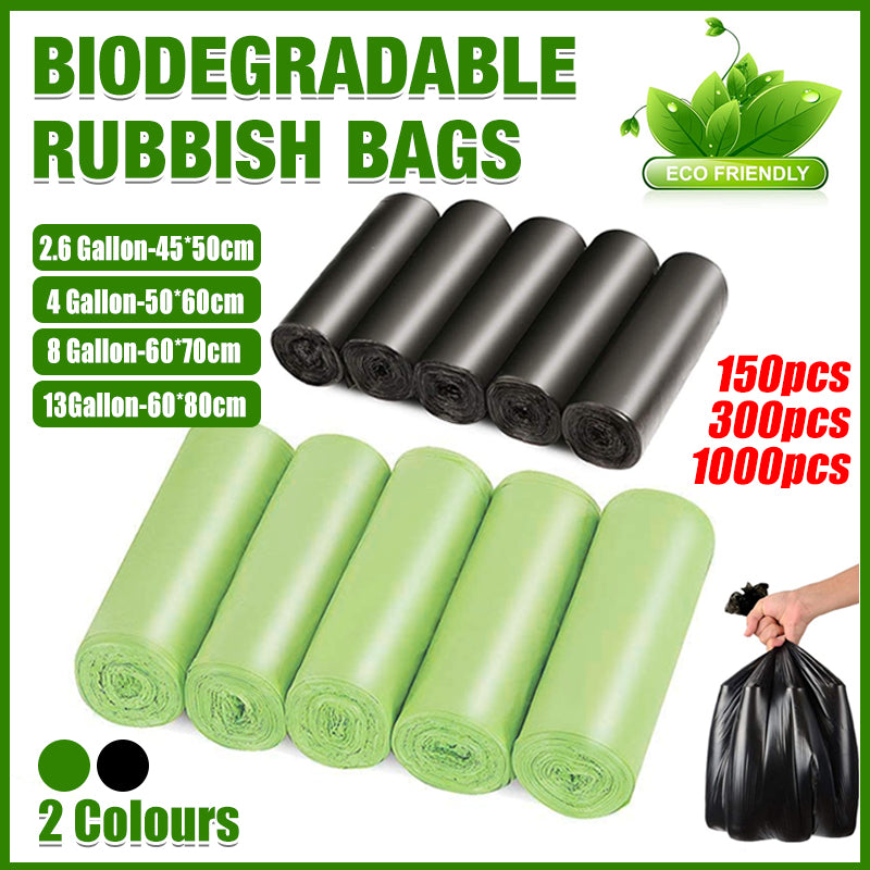 150/300/1000PCS Biodegradable Bin Liners Kitchen Garbage Bags 2.6GL,4GL,8GL,13GL