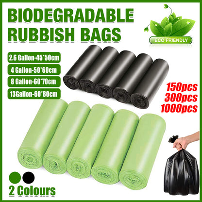 150/300/1000PCS Biodegradable Bin Liners Kitchen Garbage Bags 2.6GL,4GL,8GL,13GL