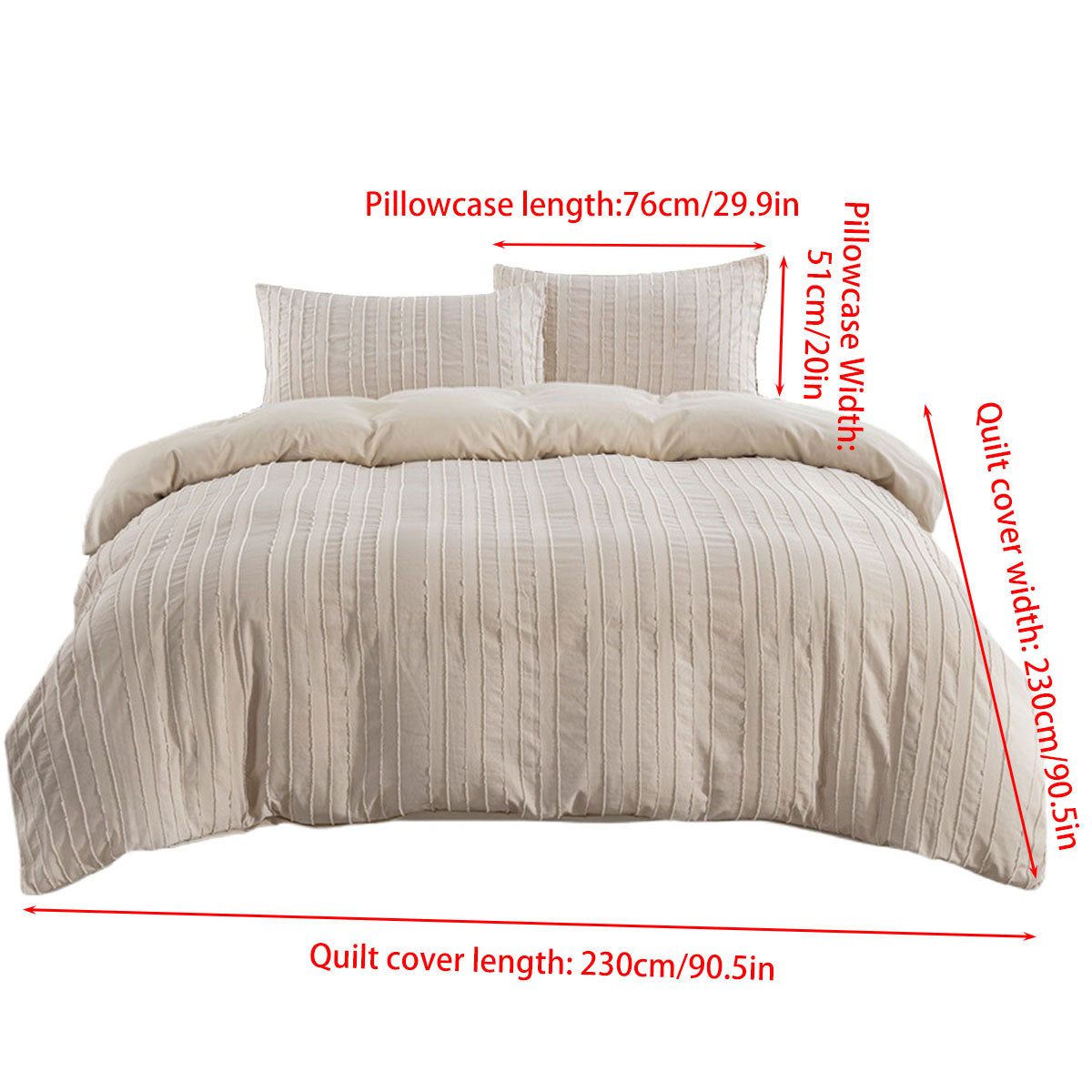 3PCS Bedding Set Quilt Cover with 2 Pillowcases Queen Size