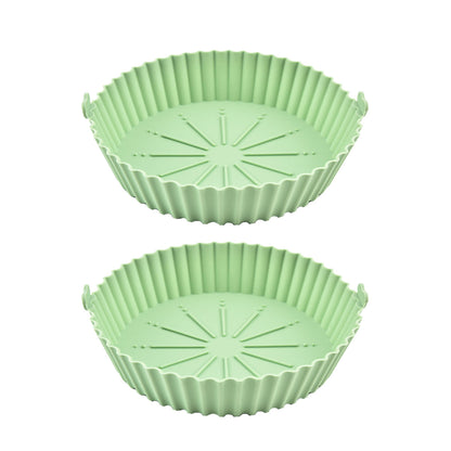 2PCS Silicone Air Fryer Baking Pan Round Household Tray Reusable Non Stick AU