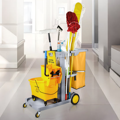 Multi-Functional Cleaning Trolley Cart with Hanging Bag