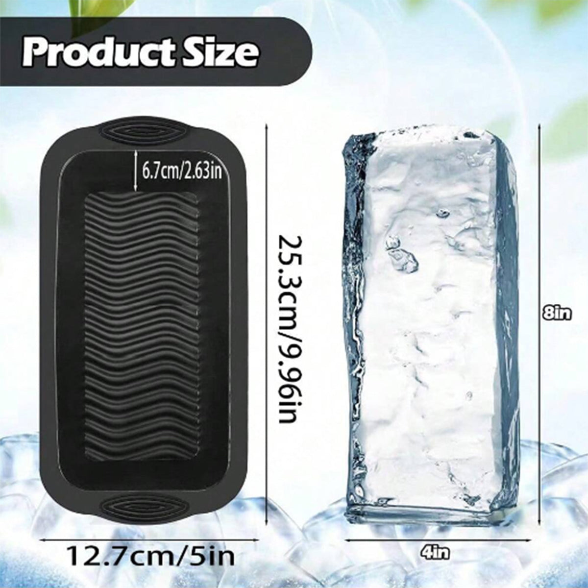 2PCS Reusable Silicone Ice Blocks Large Cube Tray for Drinks and Cocktails AU
