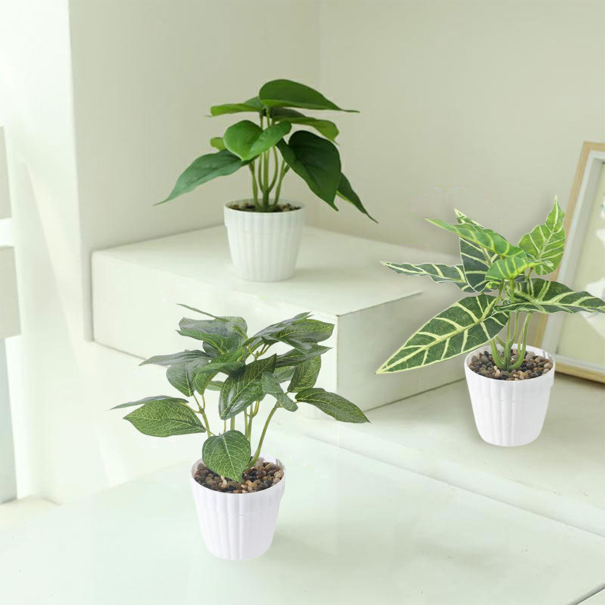 Artificial Small Potted Plant Decoration Faux Bonsai Greenery Indoor Home Decor