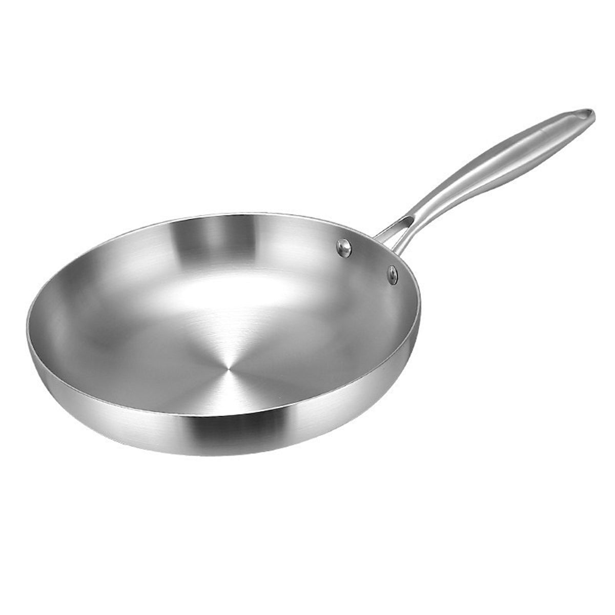 304 Uncoated Stainless Steel Wok Pan Triple Layer for Induction Gas Stove Cooking