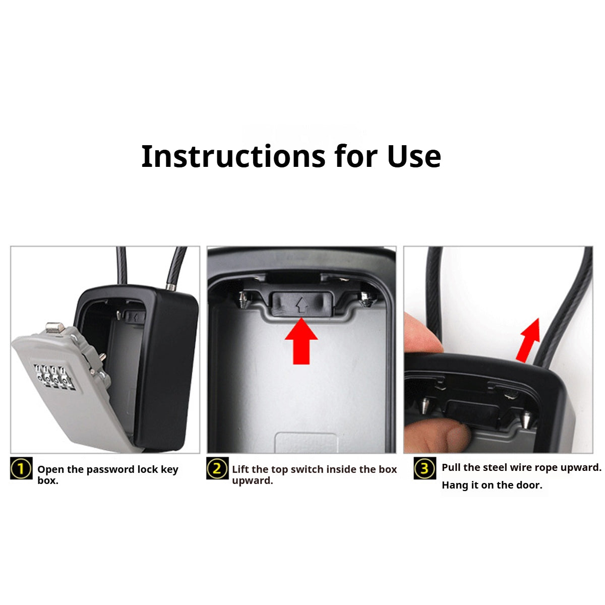 Portable Key Lock Box Hanging Combination Storage Organizer for Home Security