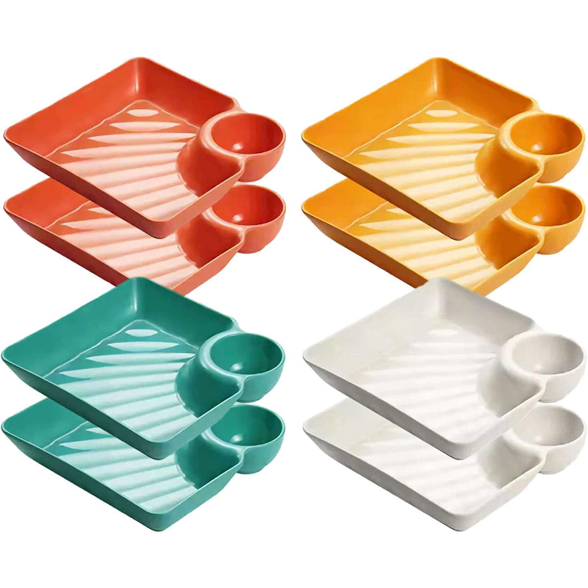 8X Large Square Dumpling Plate with Vinegar Dish PP Tray Dinner