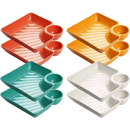 8X Large Square Dumpling Plate with Vinegar Dish PP Tray Dinner