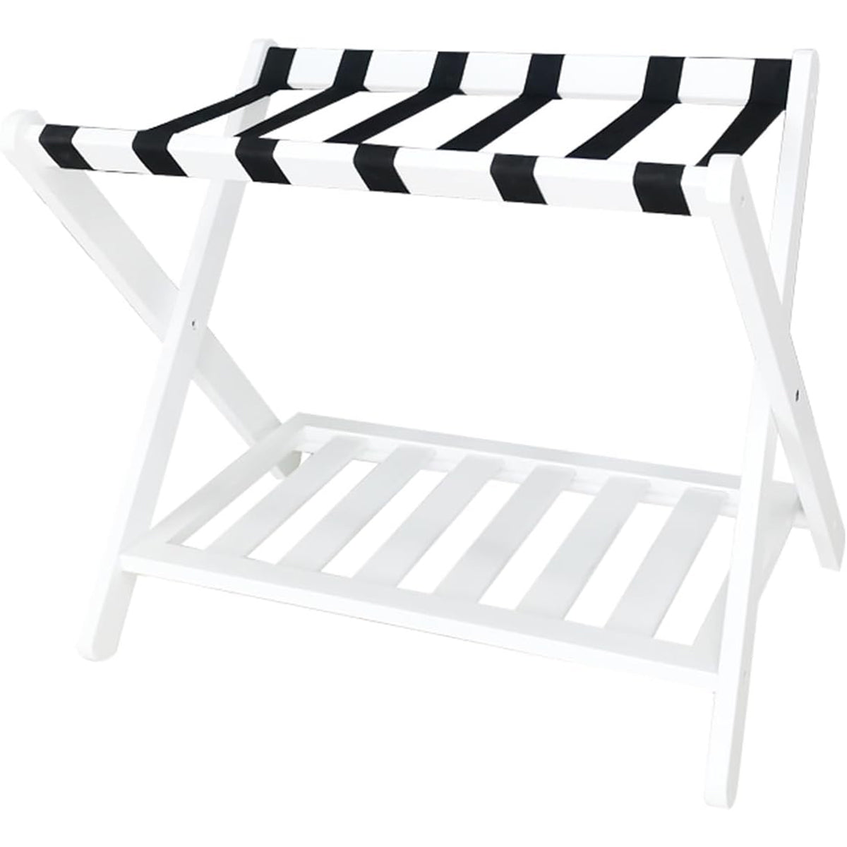 Bamboo Luggage Rack Foldable with Bottom Shelf for Guest Rooms