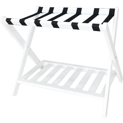 Bamboo Luggage Rack Foldable with Bottom Shelf for Guest Rooms