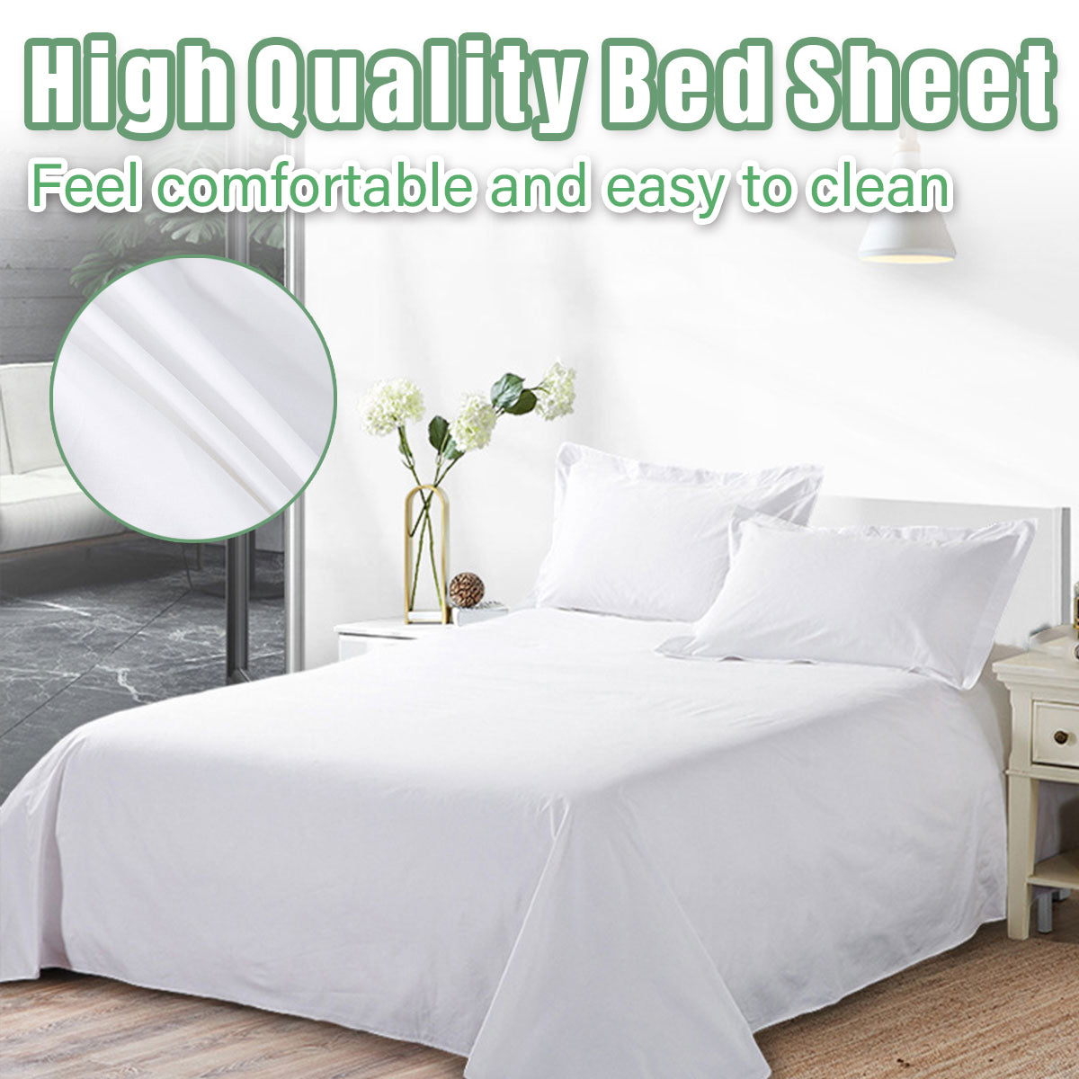 White Cotton Bed Sheet Hotel Quality Satin Weave