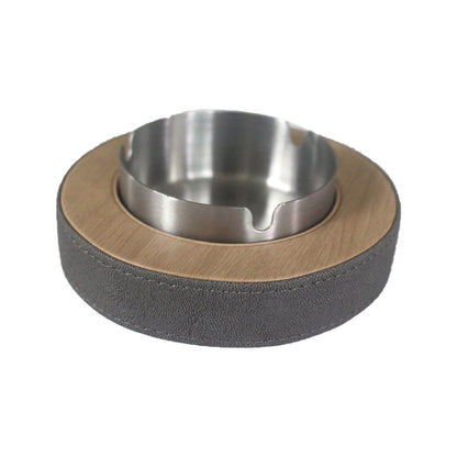 Leather Tissue Box Holder with Stainless Steel Ashtray