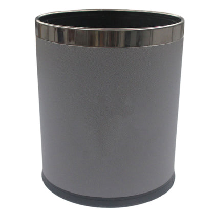 Leather Wastebasket with Metal Lining for Hotel and Office