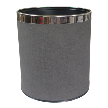 Leather Wastebasket with Metal Lining for Hotel and Office