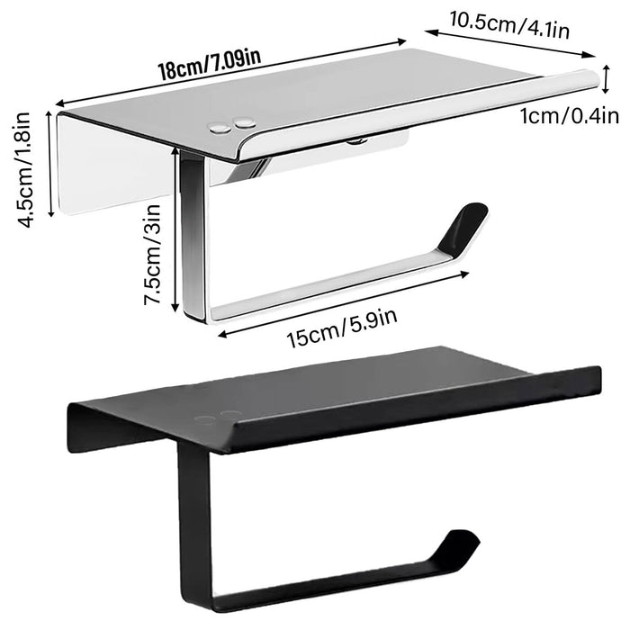 Steel Toilet Paper Holder with Phone Shelf