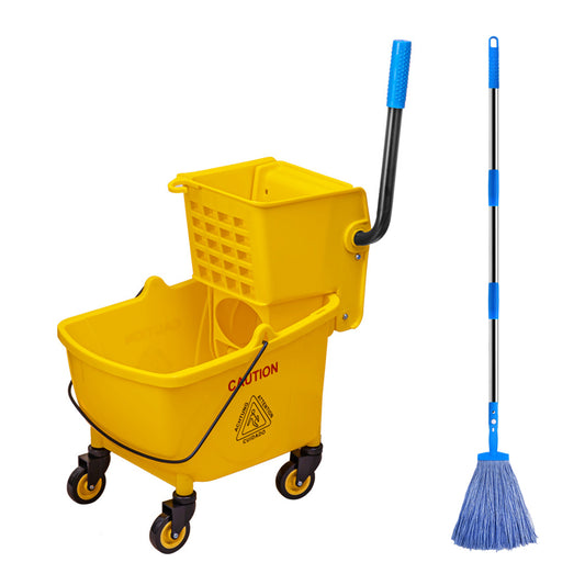 32L Wringer Mop Bucket with Mop Kit for Home Floor Cleaning