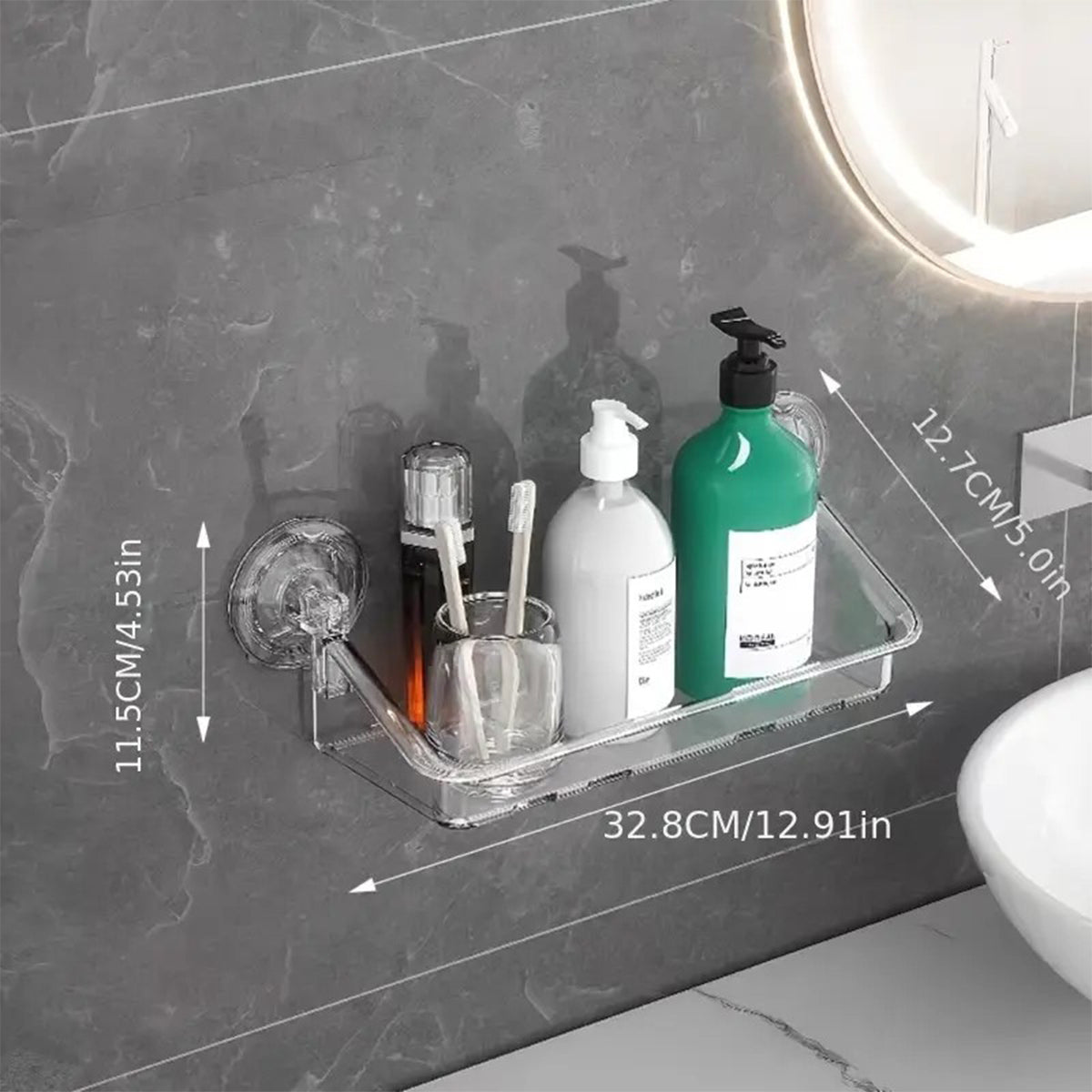 Wall Mounted Bathroom Shelf Storage Box Organizer with Drainage for Home Use