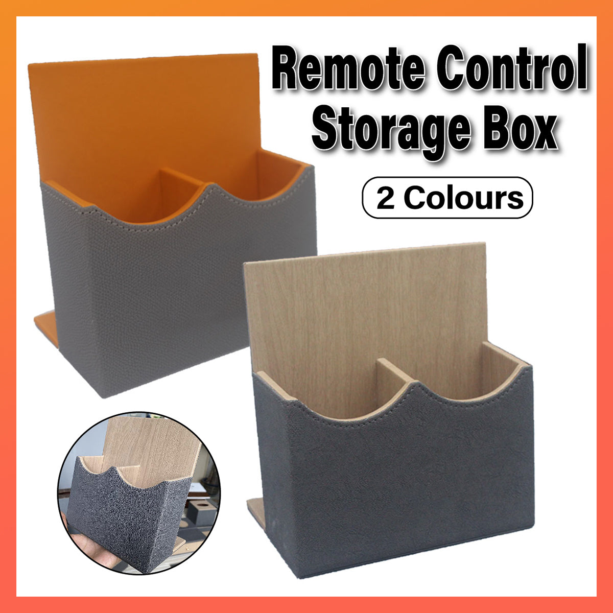 Leather Remote Control Holder Dual Compartment Caddy