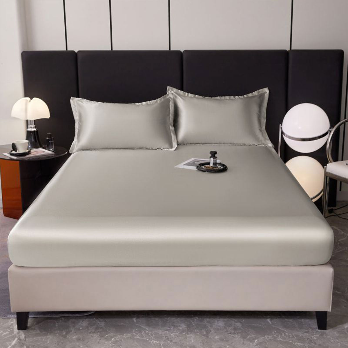 Ice Silk Bed Sheet Set 3 Piece Solid Color Summer Bedding Cover