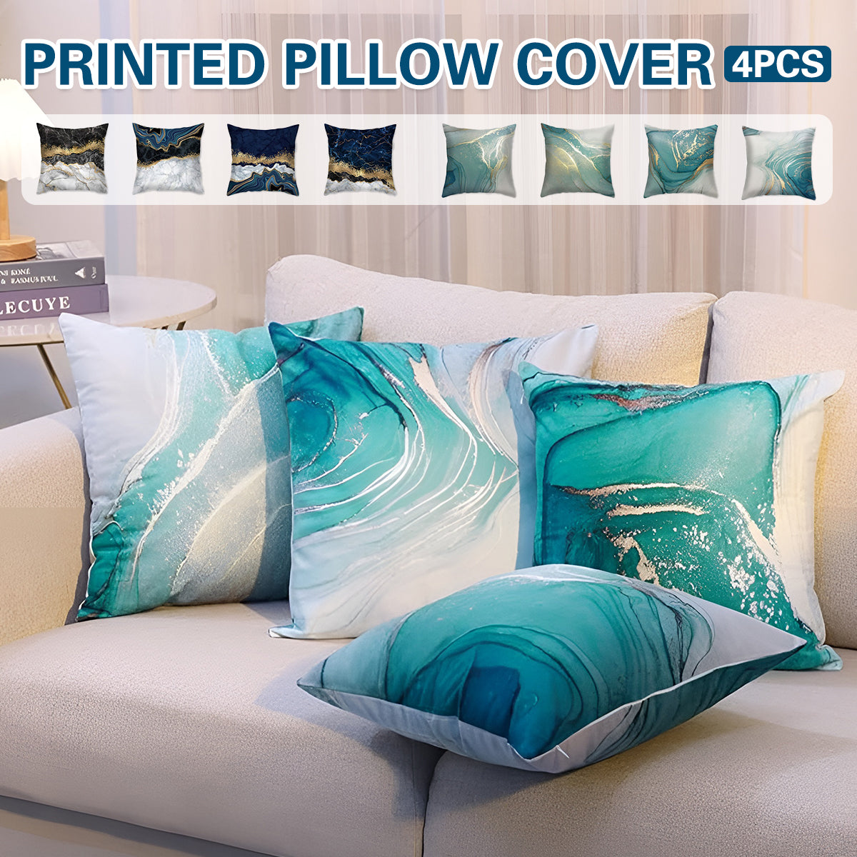 New 4PCS Home Printed Pillow Cases Decorative Cushion Covers Sofa Pillow Covers