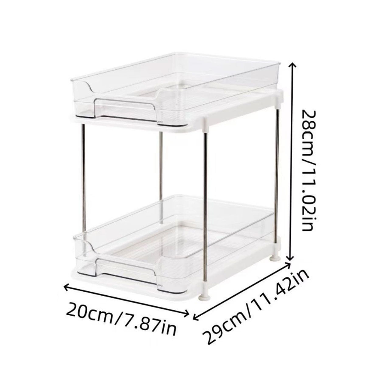 White Double Shelf Cosmetics Storage Box Desktop Organizer Stand