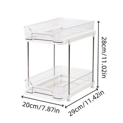White Double Shelf Cosmetics Storage Box Desktop Organizer Stand