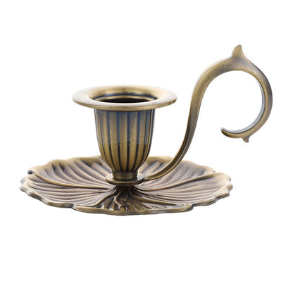 Retro Handheld Candlestick Holder European Style Metal Candle Stand