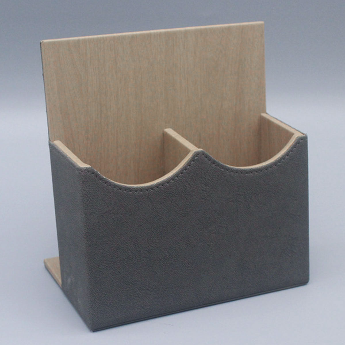 Leather Remote Control Holder Dual Compartment Caddy