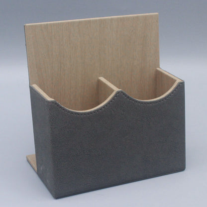 Leather Remote Control Holder Dual Compartment Caddy