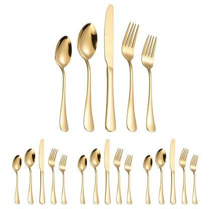 20/40pcs Stainless Steel Cutlery Set Knife Fork Spoon Western Hotel Tableware