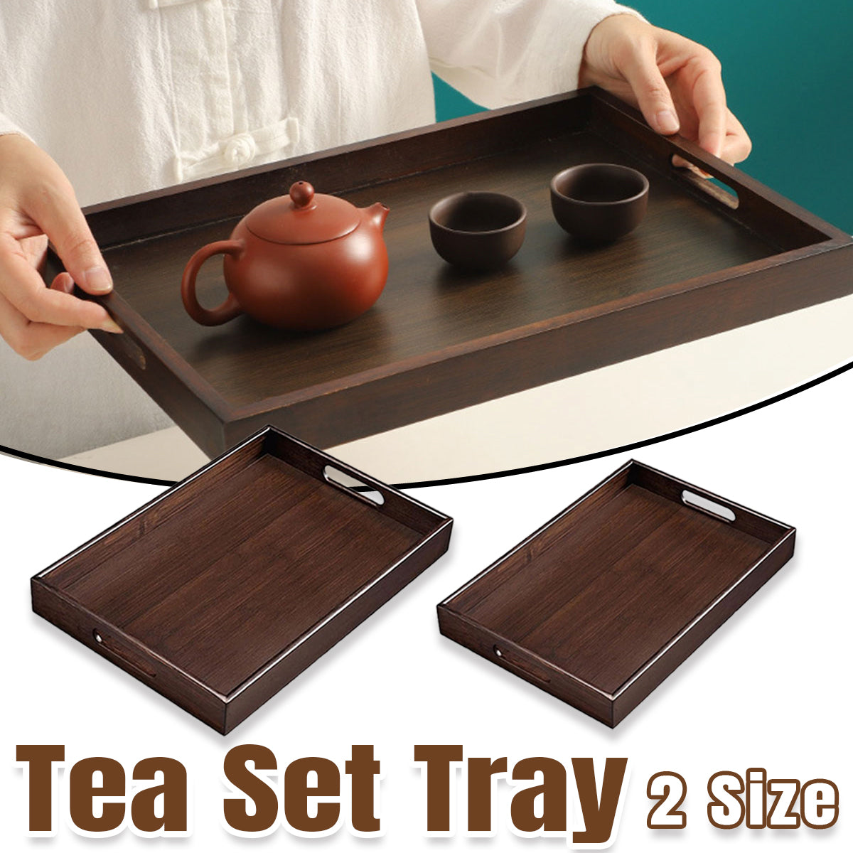 Bamboo Tea Tray Rectangular Walnut Colour Fruit Bread Serving Plate