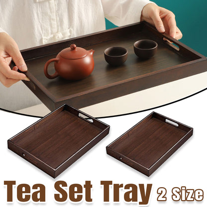 Bamboo Tea Tray Rectangular Walnut Colour Fruit Bread Serving Plate