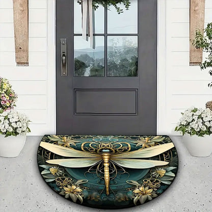 Floral Semicircle Floor Mat Non-Slip Entry Door Rug Home Decor