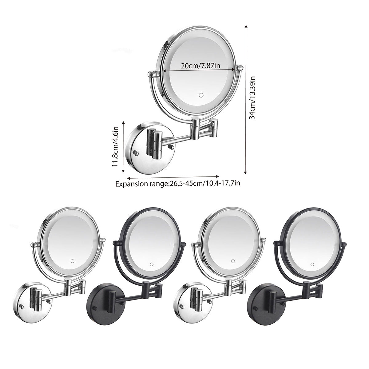 Wall Mounted Makeup Mirror 5x Magnification with LED Light