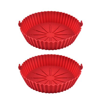 2PCS Silicone Air Fryer Baking Pan Round Household Tray Reusable Non Stick AU