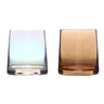2 Pcs Glass Toothbrush Cups for Basin Storage — Amber and Iridescent Pair