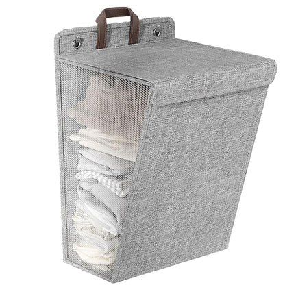 Foldable Wall Mounted Laundry Basket Breathable Mesh