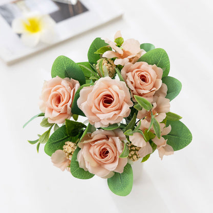 2Pcs Simulation Rose Bouquet Home Decoration Artificial Flower Arrangement Set
