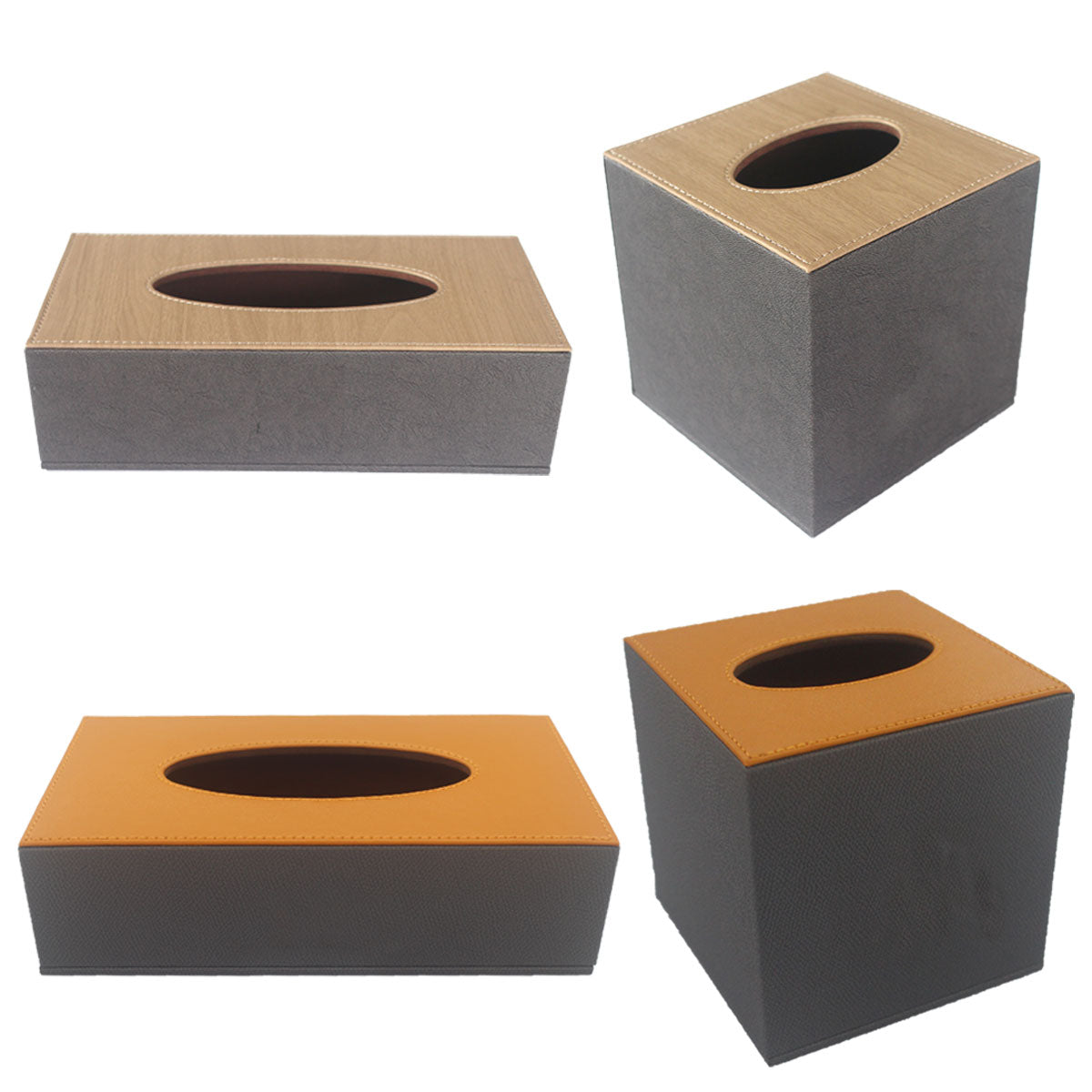 Leather Tissue Box Holder for Hotel Room Home Office