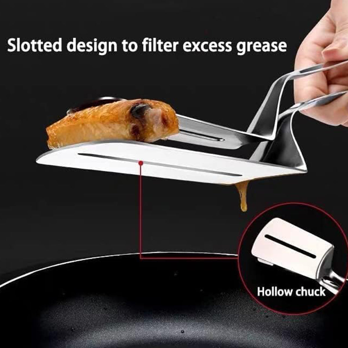 4pcs Stainless Steel Steak Tongs Frying Spatula Kitchen Tool Set