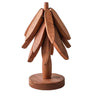 Solid Walnut Christmas Tree Trivet for Pots — Brown / 3 Pcs