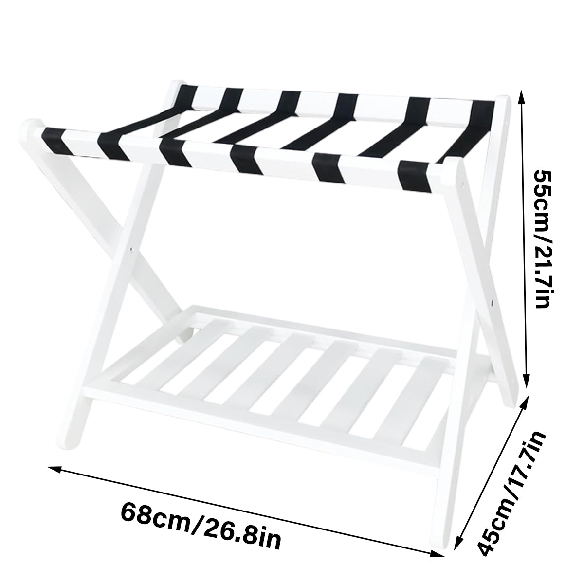 Bamboo Luggage Rack Foldable with Bottom Shelf for Guest Rooms