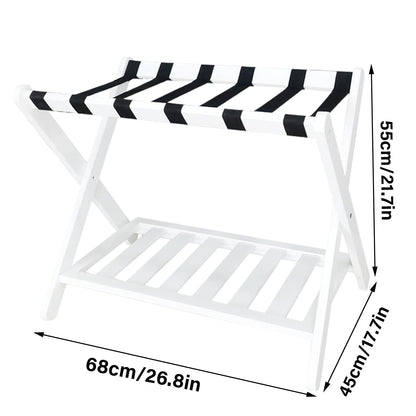 Bamboo Luggage Rack Foldable with Bottom Shelf for Guest Rooms