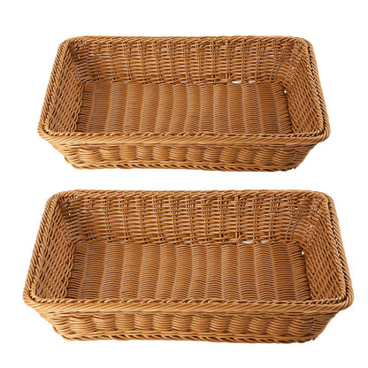 Hand Woven Rattan Tray Snack Serving Dish Hotel Fruits Pastry Plate Basket AU