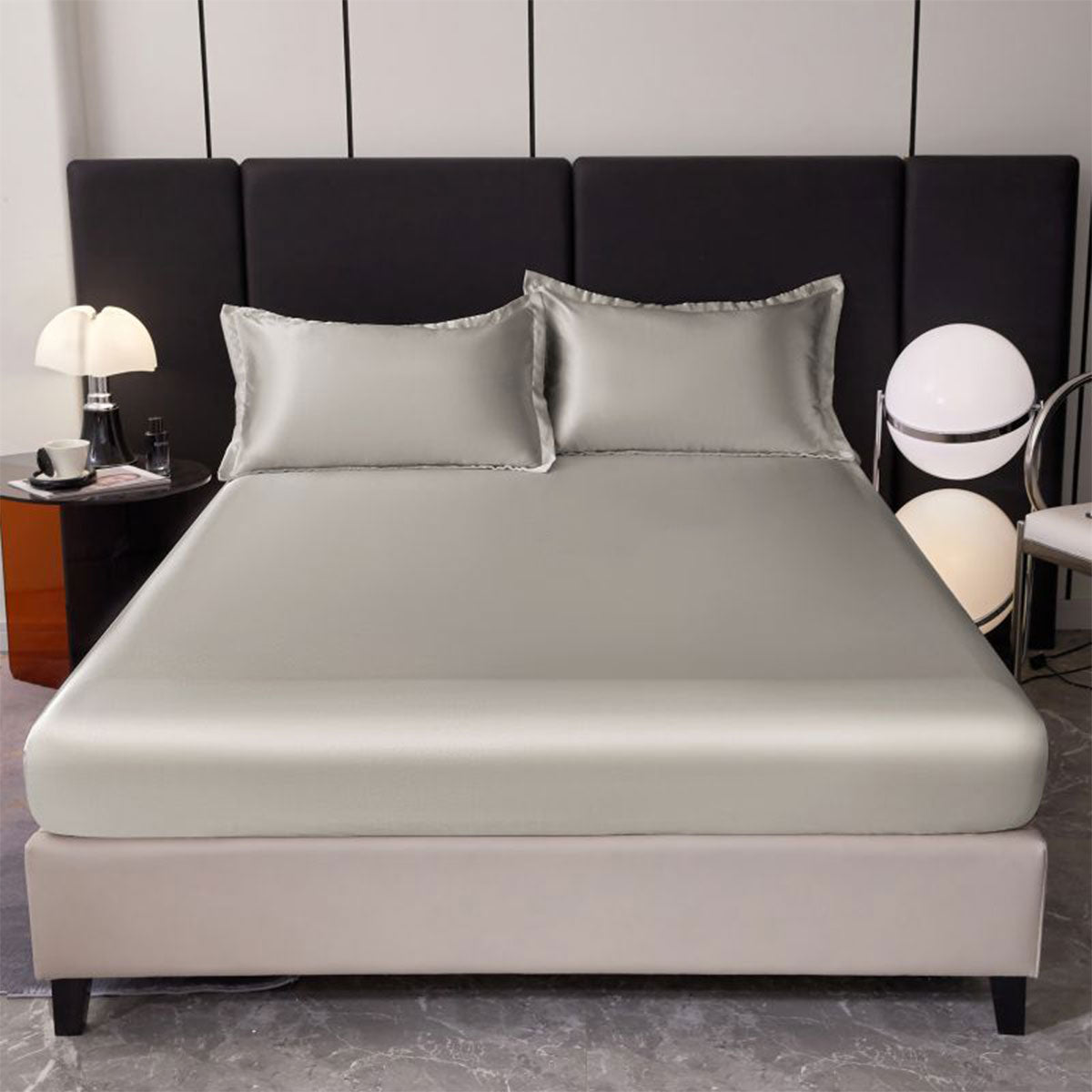Ice Silk Bed Sheet Set 3 Piece Solid Color Summer Bedding Cover