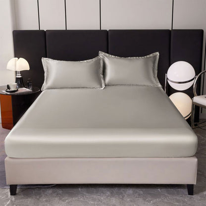 Ice Silk Bed Sheet Set 3 Piece Solid Color Summer Bedding Cover