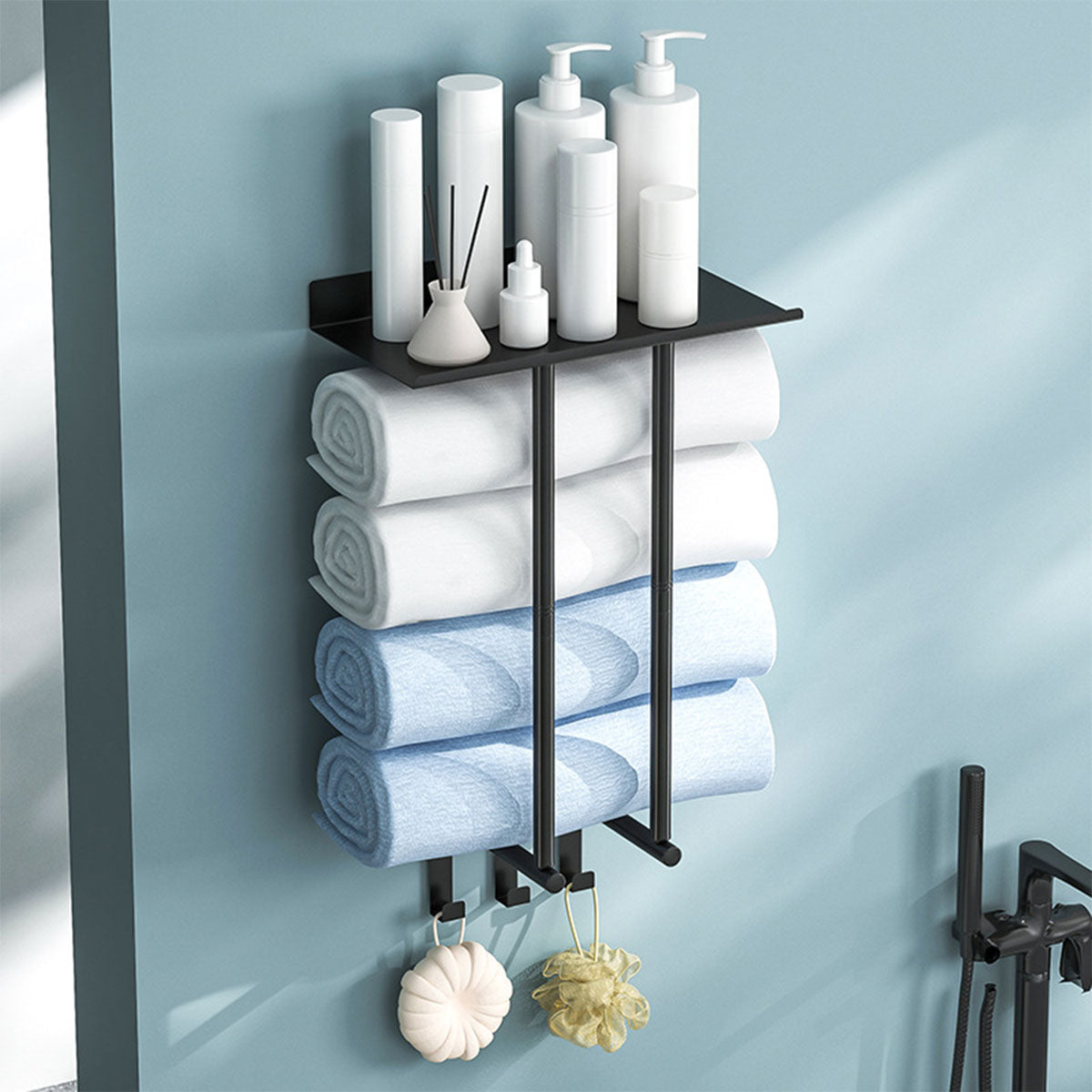 Wall Mounted Towel Rack with No Drill Fitting – Product View 15