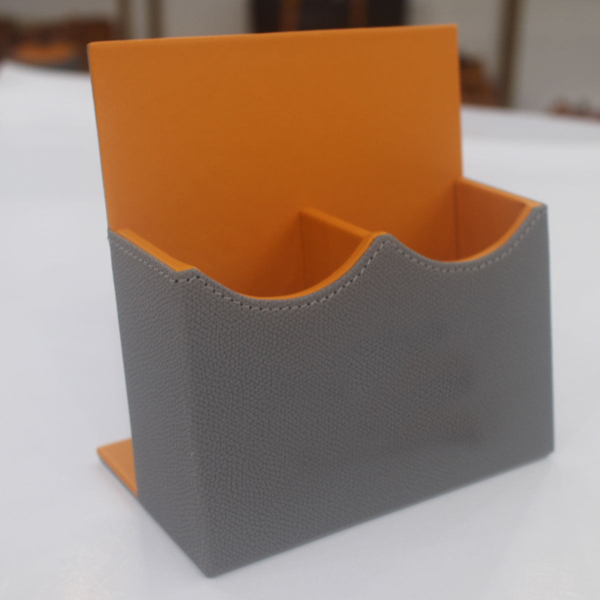 Leather Remote Control Holder Dual Compartment Caddy