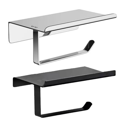 304 Stainless Steel Toilet Paper Holder Non-perforated Roll with Phone Rack AU