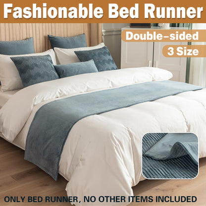 Double Sided Bed Runner with Pleated Geometric Texture